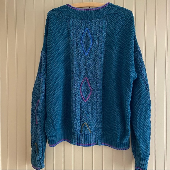 Vintage Colours By Alexander Julian Oversized Sweater Cotton Hand Knit  Size M - Picture 8 of 9